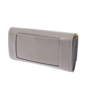 Celine Gray Leather Flap Embossed Long Wallet